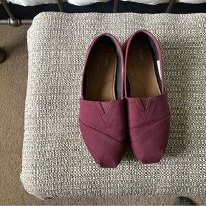 TOMS Maroon Canvas Slip-Ons